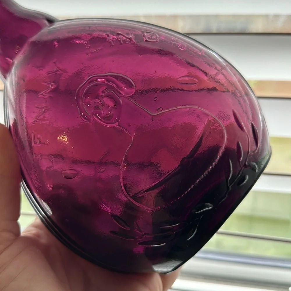 Vintage Jenny Lind 9” Amethyst Bottle Empire Glass Works Purple Glass